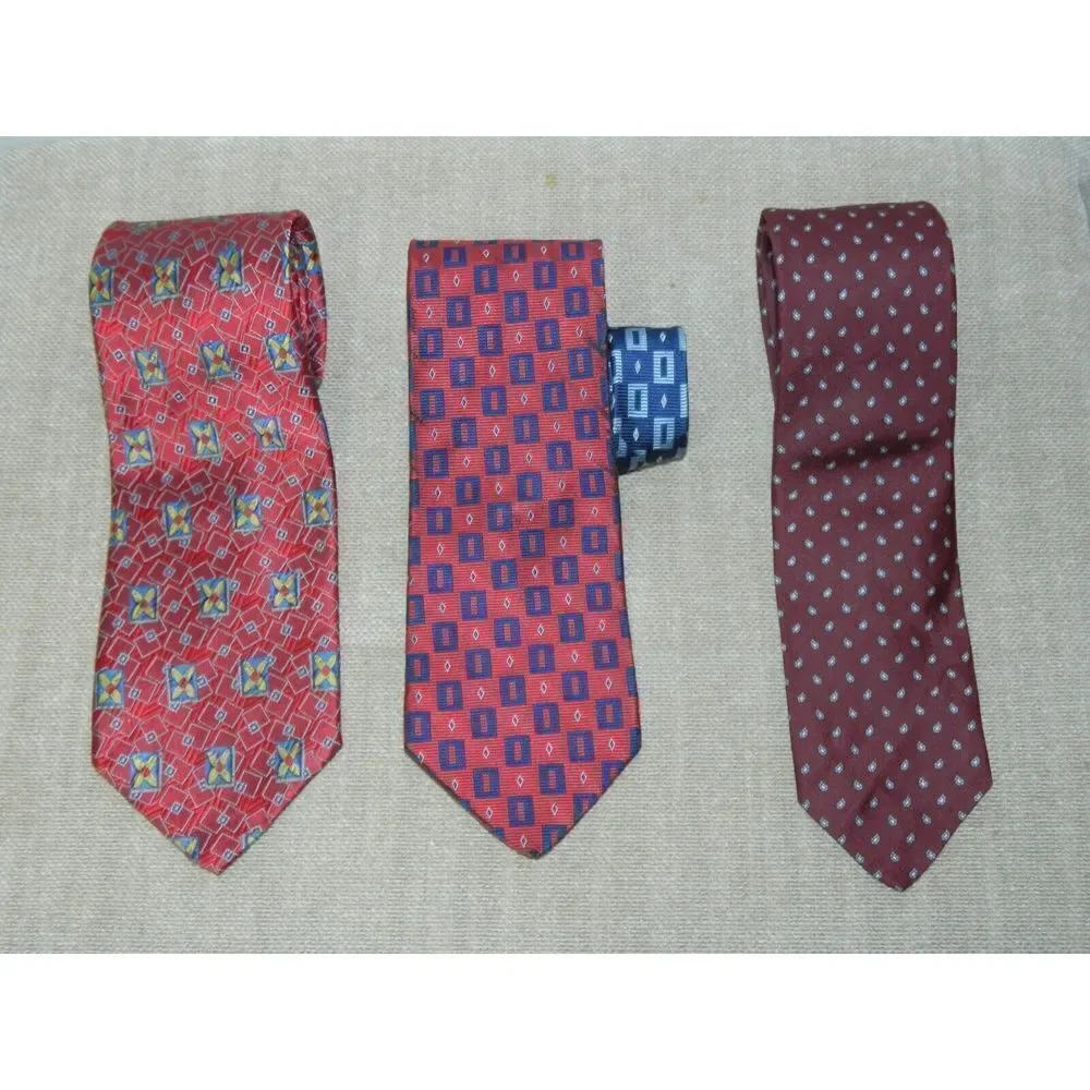 Lot 3 Neckties Robert Talbott Nordstrom Tommy Hilfiger‎ Red Blue Geometric